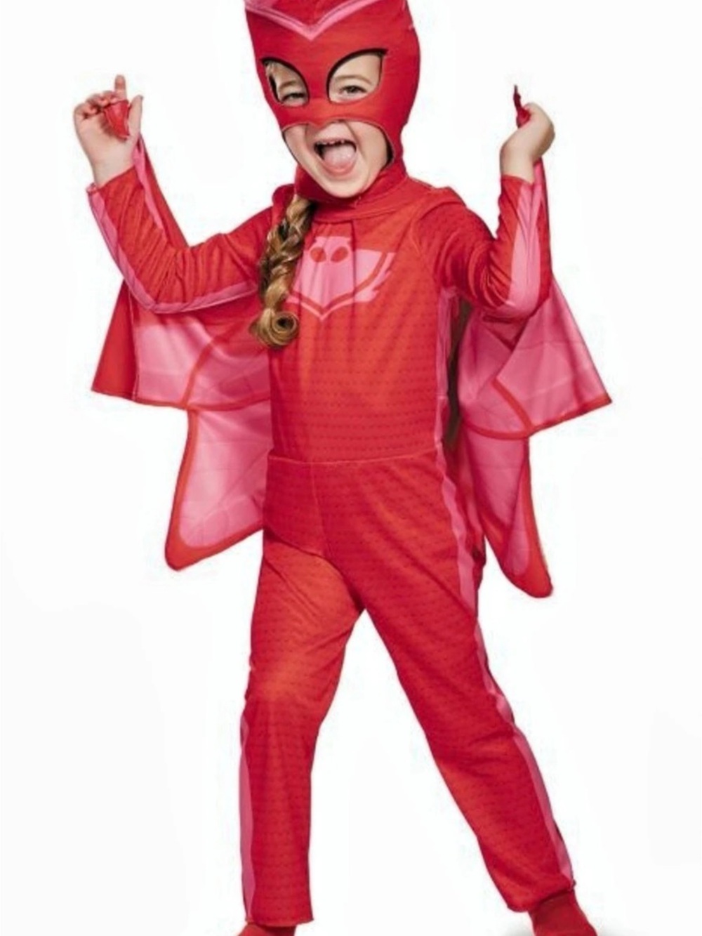 PJ Masks Owlette Superhero Costume in Red & Pink Size Large 4-6x Kids